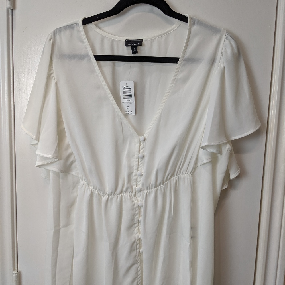 Torrid White Sheer Blouse (New) / Sz 14/16